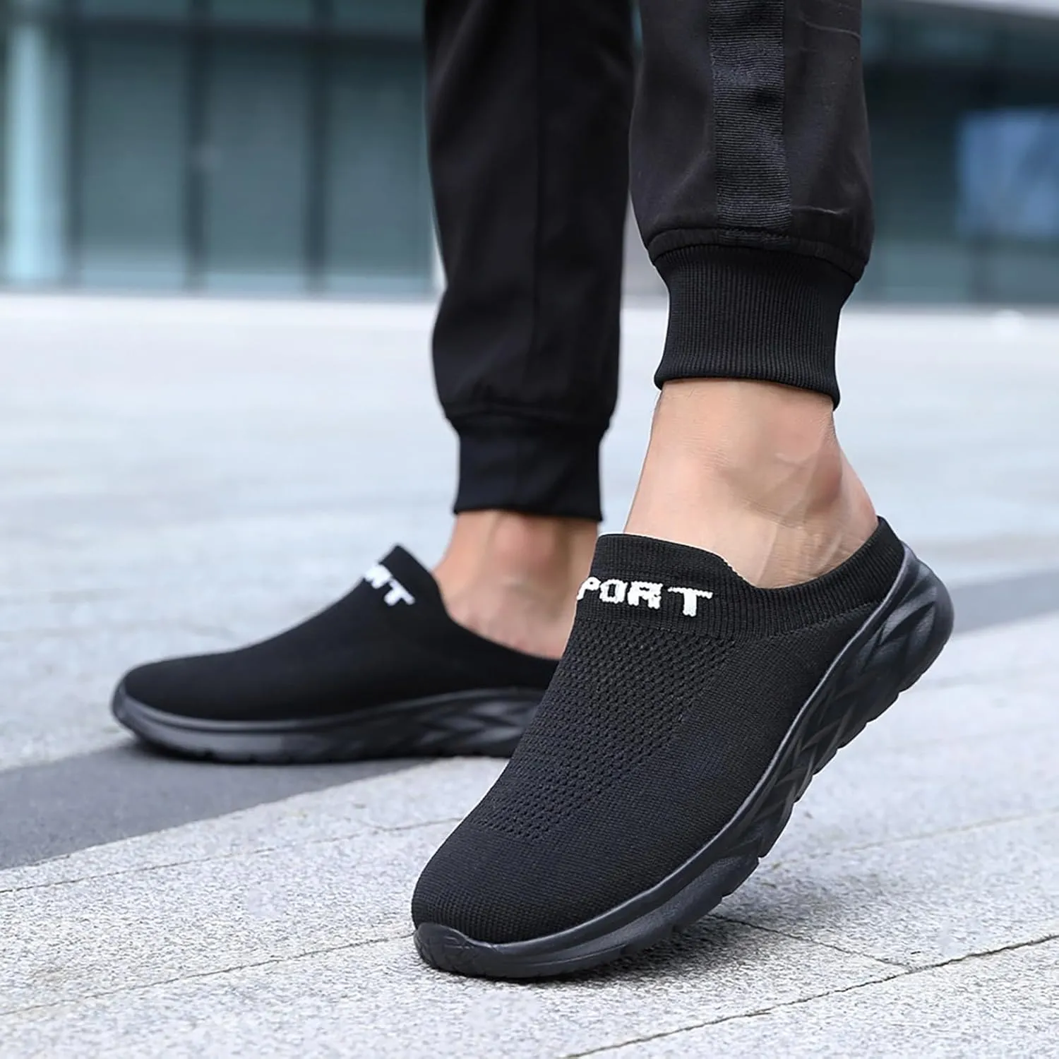 Women's Backless Slip on Mesh Sneakers Shoes Walking Shoes Women Slip On Black Casual Shoes White Platform Sneakers Steel Toe Tennis Shoe Loafers Casual Slip On