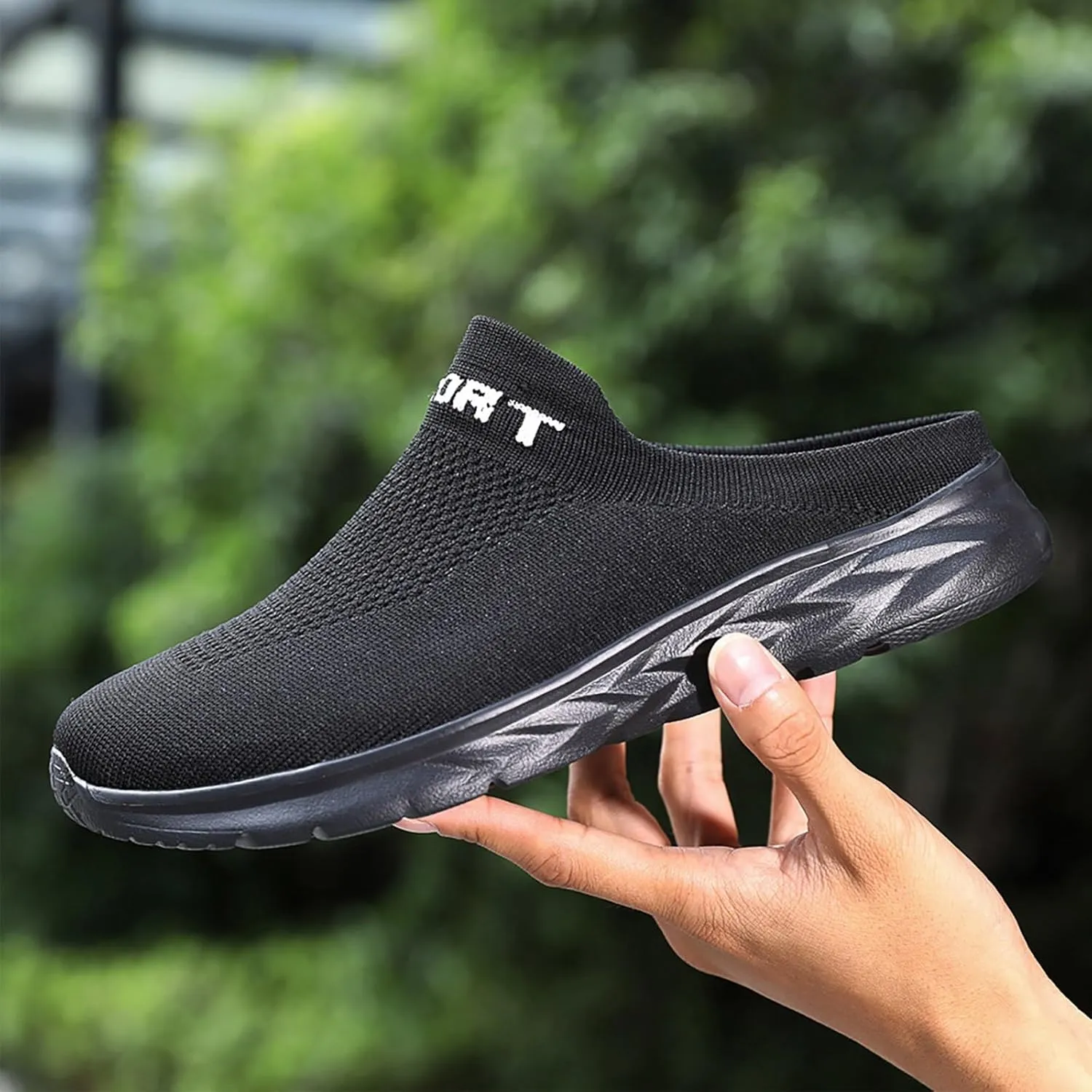Women's Backless Slip on Mesh Sneakers Shoes Walking Shoes Women Slip On Black Casual Shoes White Platform Sneakers Steel Toe Tennis Shoe Loafers Casual Slip On