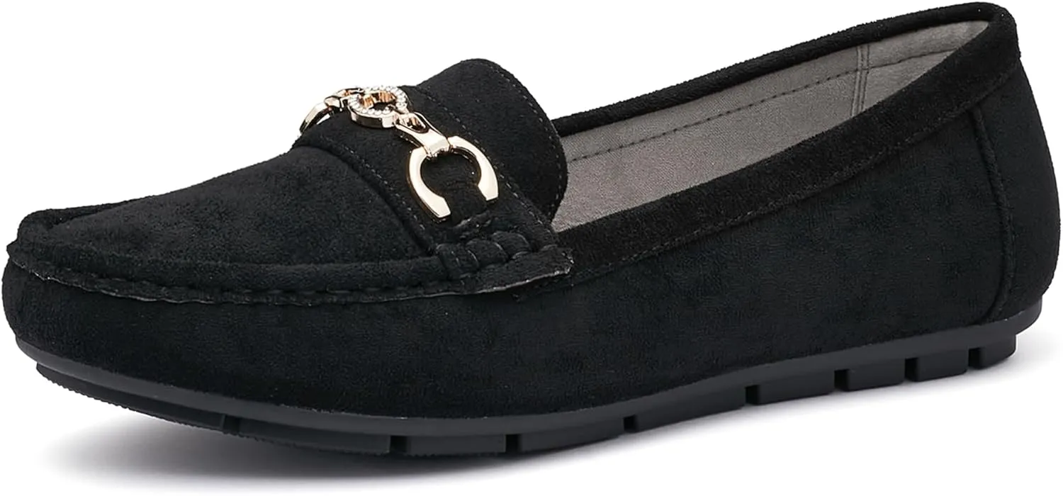 Women's Business Loafers Work Casual Flats Shoes Lightweight Penny PU Leather Slip On Walking Shoes