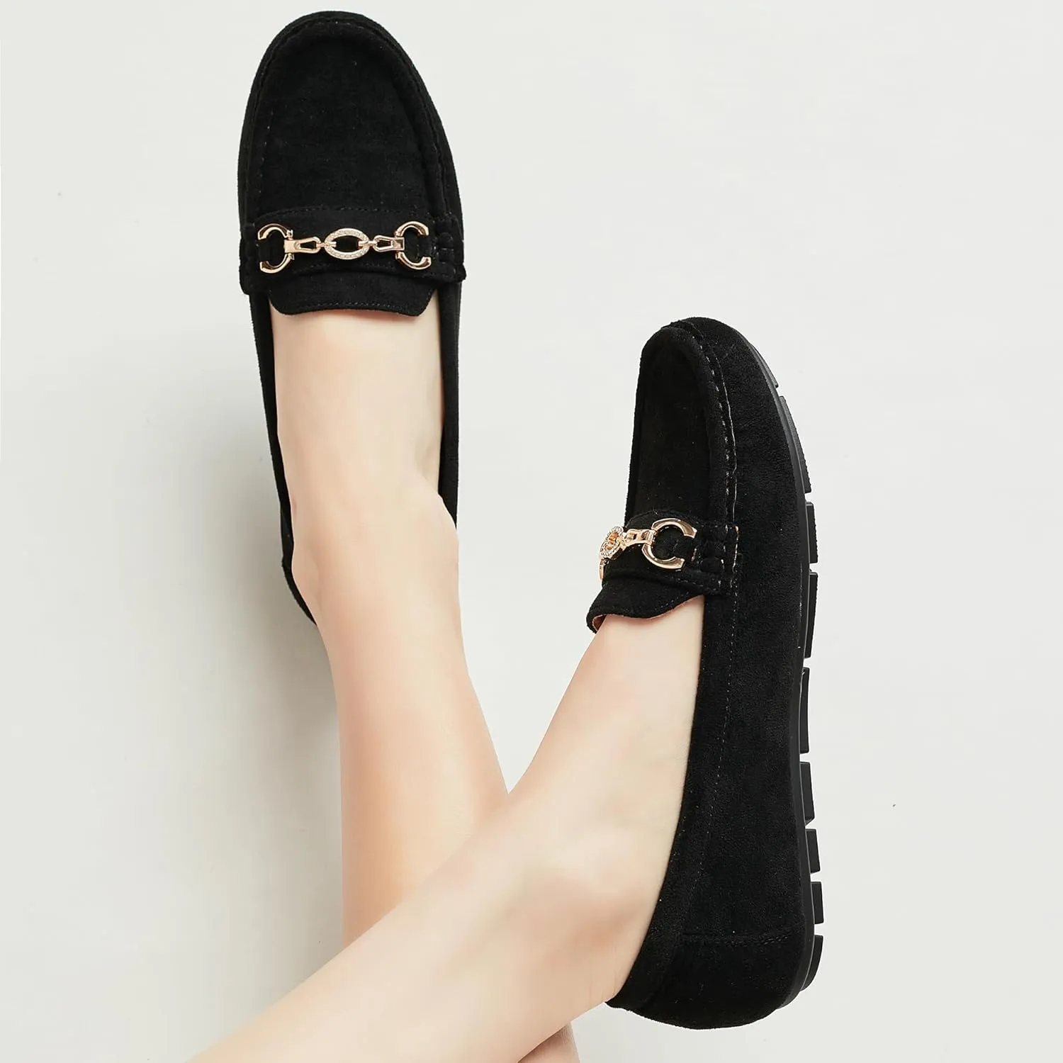 Women's Business Loafers Work Casual Flats Shoes Lightweight Penny PU Leather Slip On Walking Shoes