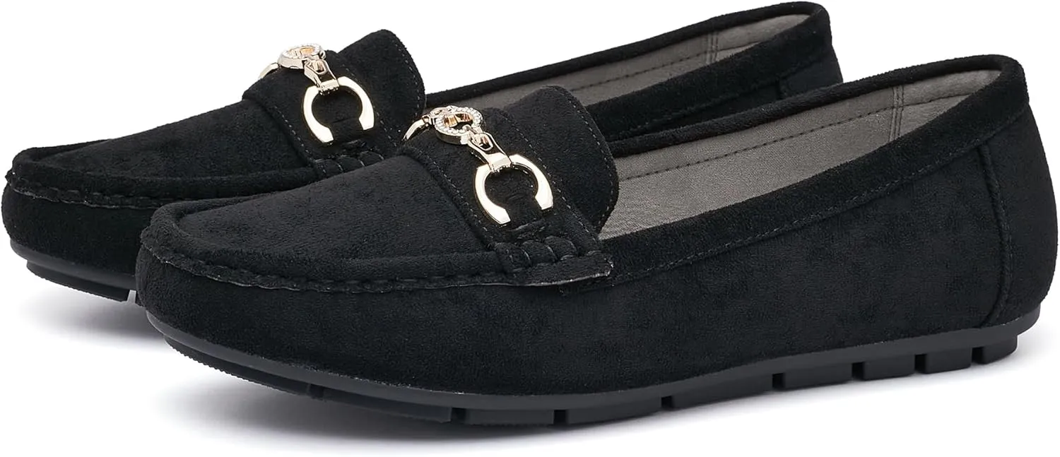 Women's Business Loafers Work Casual Flats Shoes Lightweight Penny PU Leather Slip On Walking Shoes
