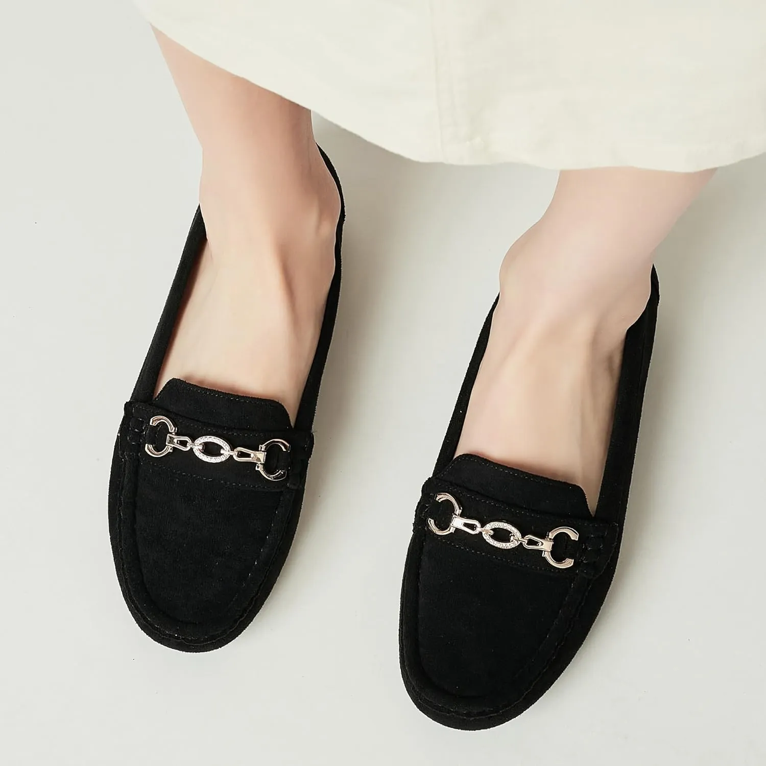 Women's Business Loafers Work Casual Flats Shoes Lightweight Penny PU Leather Slip On Walking Shoes