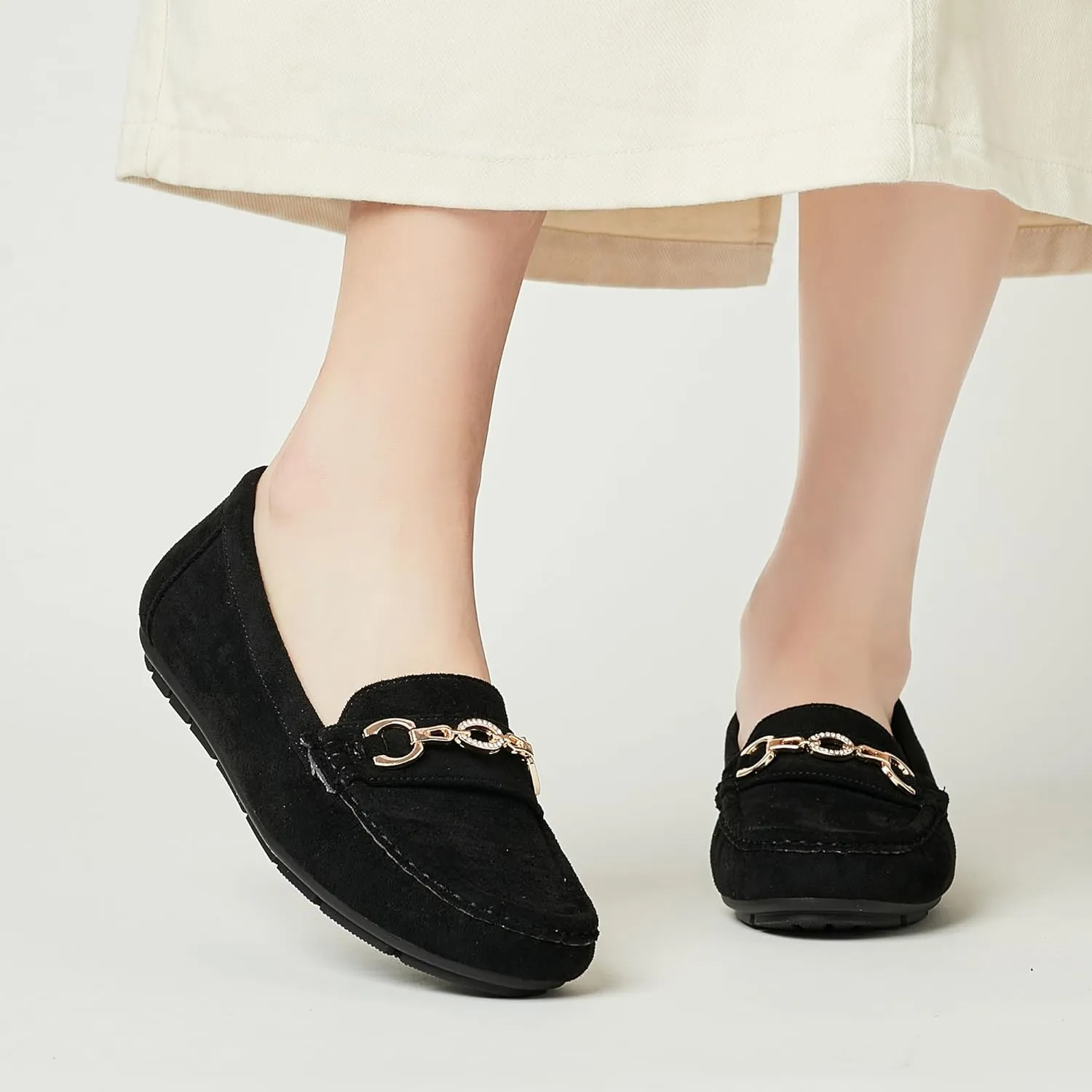 Women's Business Loafers Work Casual Flats Shoes Lightweight Penny PU Leather Slip On Walking Shoes
