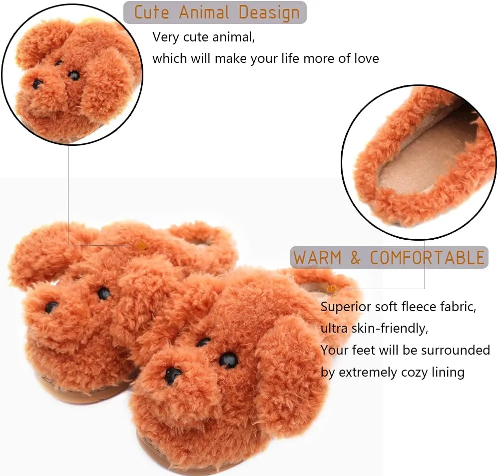Women's Cute Teddy Animal Slippers House Slippers Warm Memory Foam Cotton Cozy Soft Fleece Plush Home Slippers Indoor Outdoor