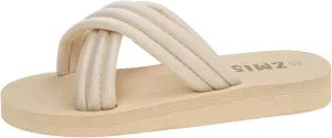 Women's Fashion Slide Sandal Women's Thick Soled Over Large Size Slippers Fashionable Beach One Word Printing Solid