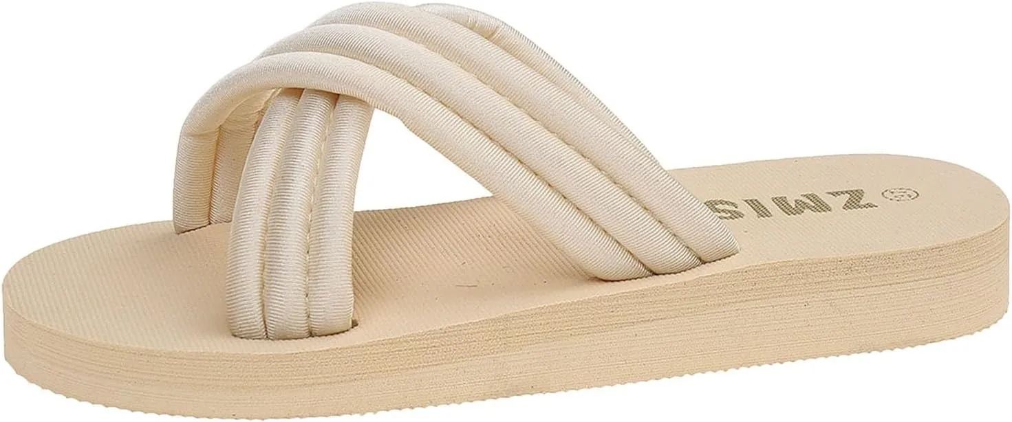 Women's Fashion Slide Sandal Women's Thick Soled Over Large Size Slippers Fashionable Beach One Word Printing Solid