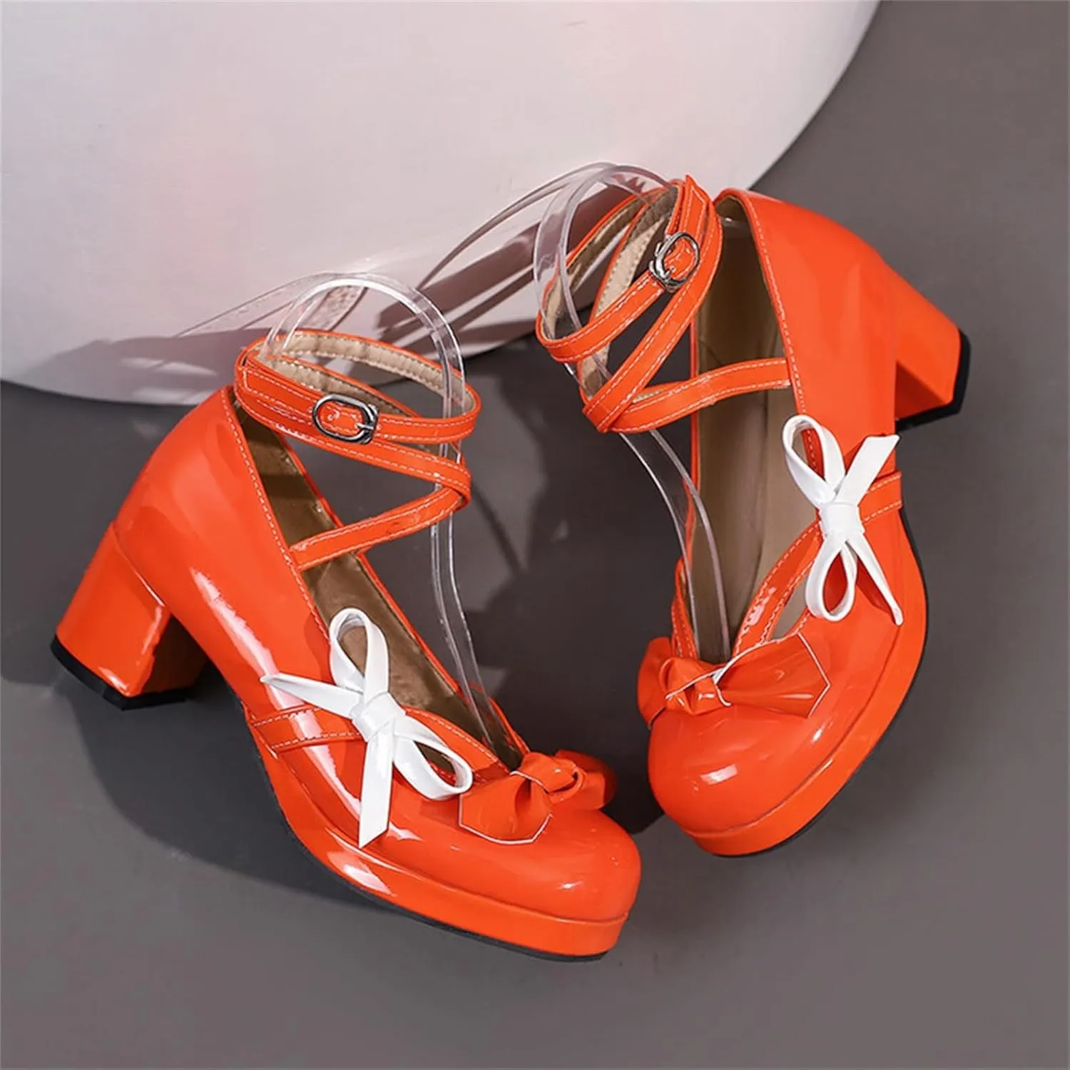 Women's Fashionable Bright Leather Lolita Bow Decorated Casual Thick Heel Sandals Women Party Sandals Flat Thong Sandals