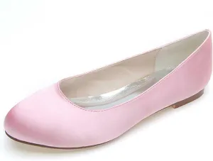 Women's Flat Comfortable Round Toe Satin Closed Toe Slip On Faux Work Shoes,Cute Slip On Ballet Flat