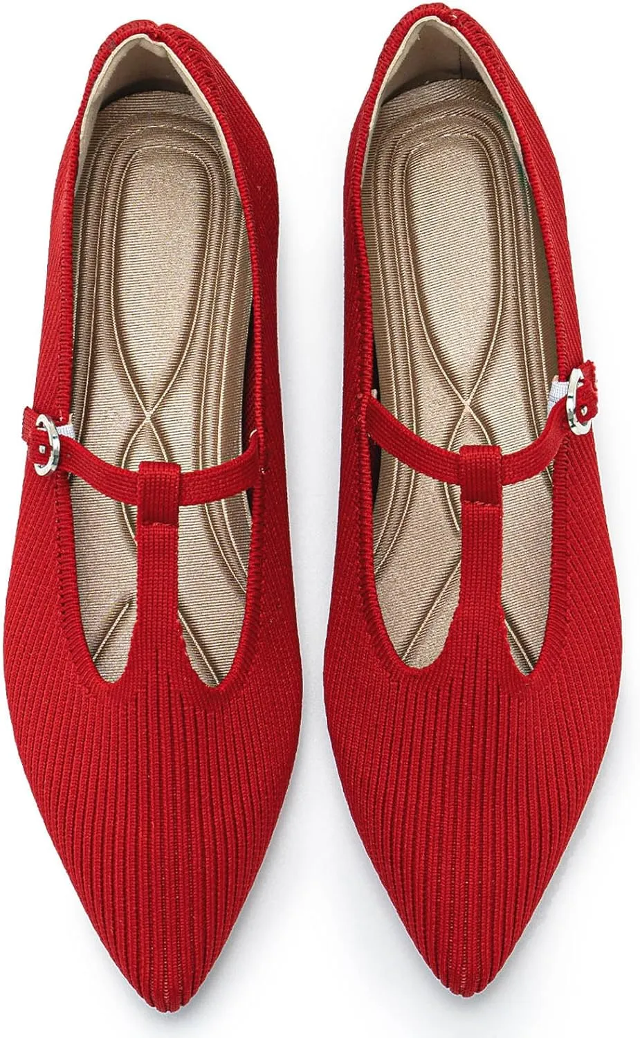 Women's Flats Shoes Comfortable Slip On Shoes Classic Dressy Pointed Toe Bow Knit Ballet Flat