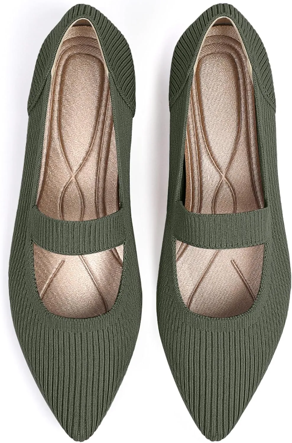 Women's Flats Shoes Pointed Toe Knit Washable Ballet Comfortable Dressy Mary Jane Flat