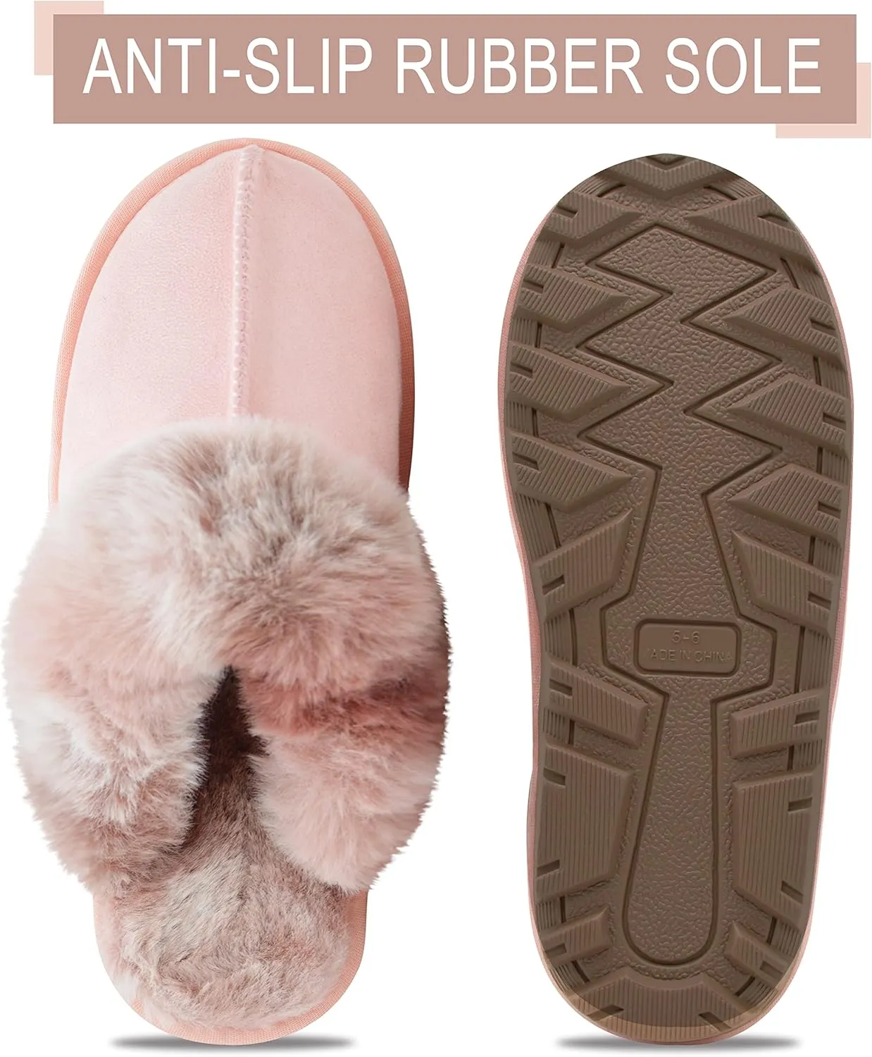 Women's Fuzzy Autumn Winter Plush Purple Solid Faux Fur Slippers