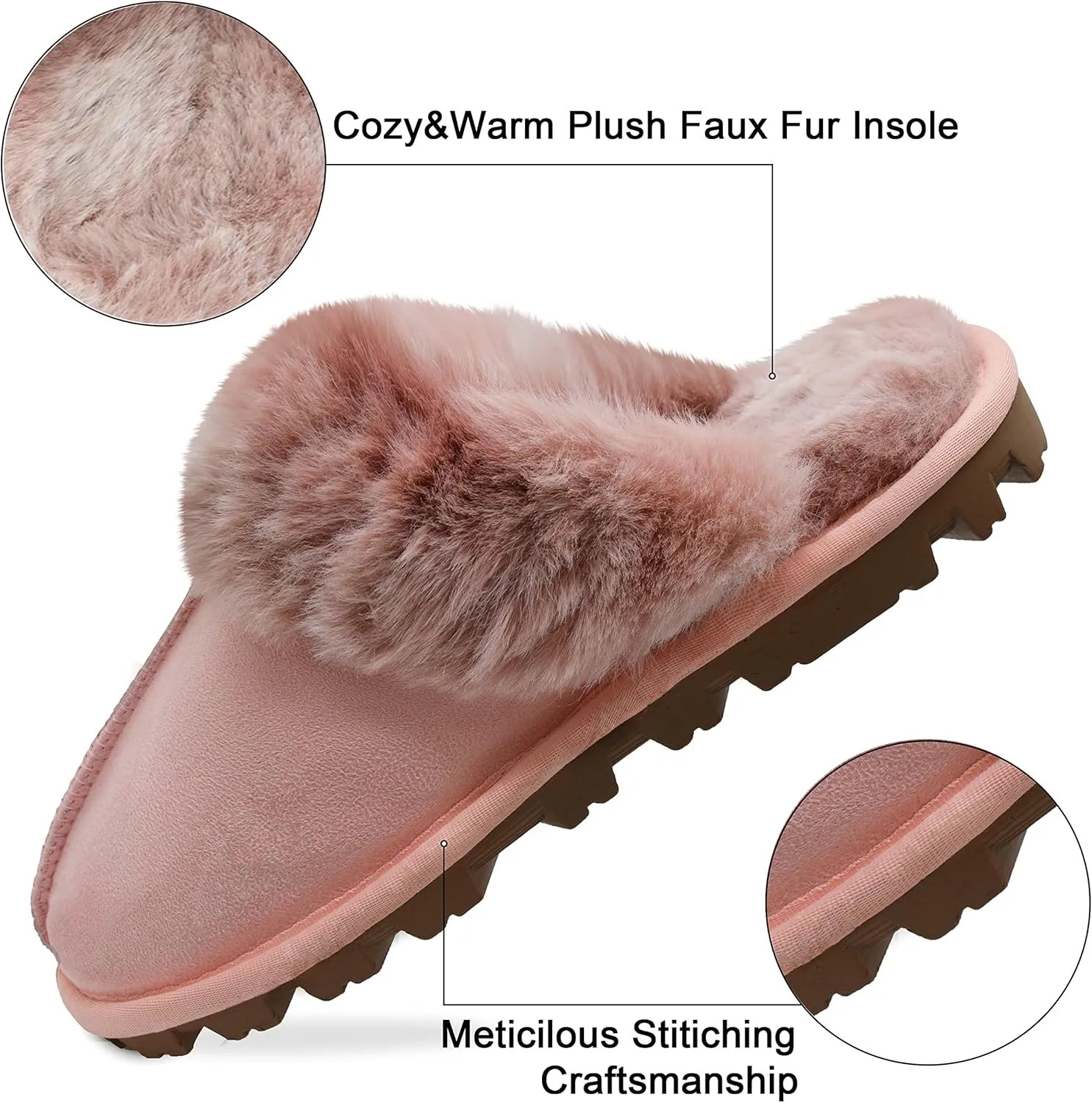 Women's Fuzzy Autumn Winter Plush Purple Solid Faux Fur Slippers