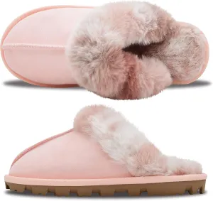 Women's Fuzzy Autumn Winter Plush Purple Solid Faux Fur Slippers