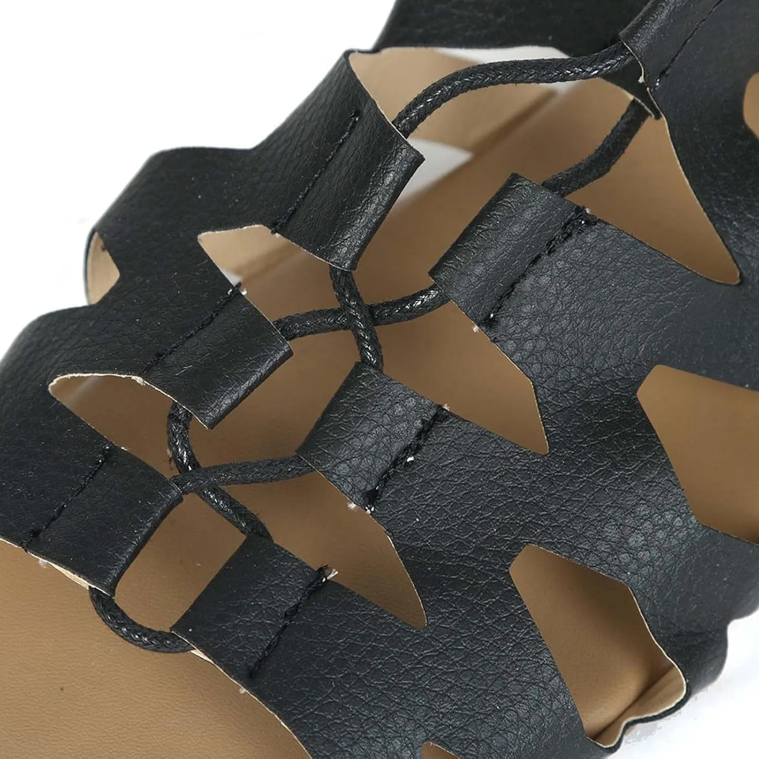 Womens Gladiator Sandals Flats Knee High Summer Dress Boots with Zip Back, Stylish Criss-Cross Tied Lace Up Sandal Strappy Roman Bohemia Sexy Bandage Shoes