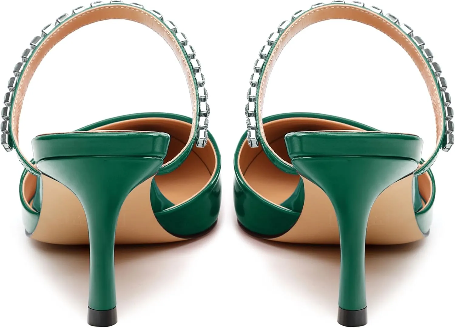 Womens Heeled Sandals Rhinestones Strap Pointed Toe Stiletto High Heels Fashion Dress Mules Shoes For Women 2.5 Inch