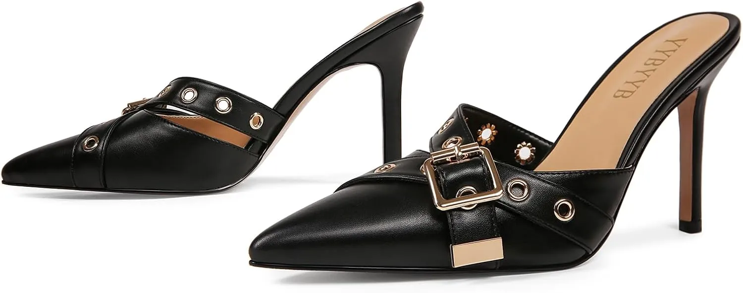 Women's Kitten Heels Pointed Closed Toe Mule Heels Bow Studded Stiletto Heel Dress Bridal Elegant Wedding Sexy Party Pumps shoes