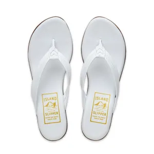 Women's Leather Thong Wedge Sandal - Made in Hawaii by Island Slipper (T922-WHIT-9)