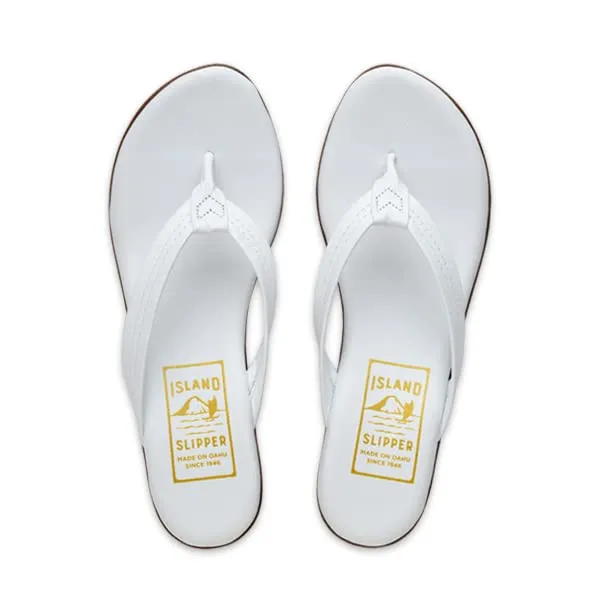 Women's Leather Thong Wedge Sandal - Made in Hawaii by Island Slipper (T922-WHIT-9)