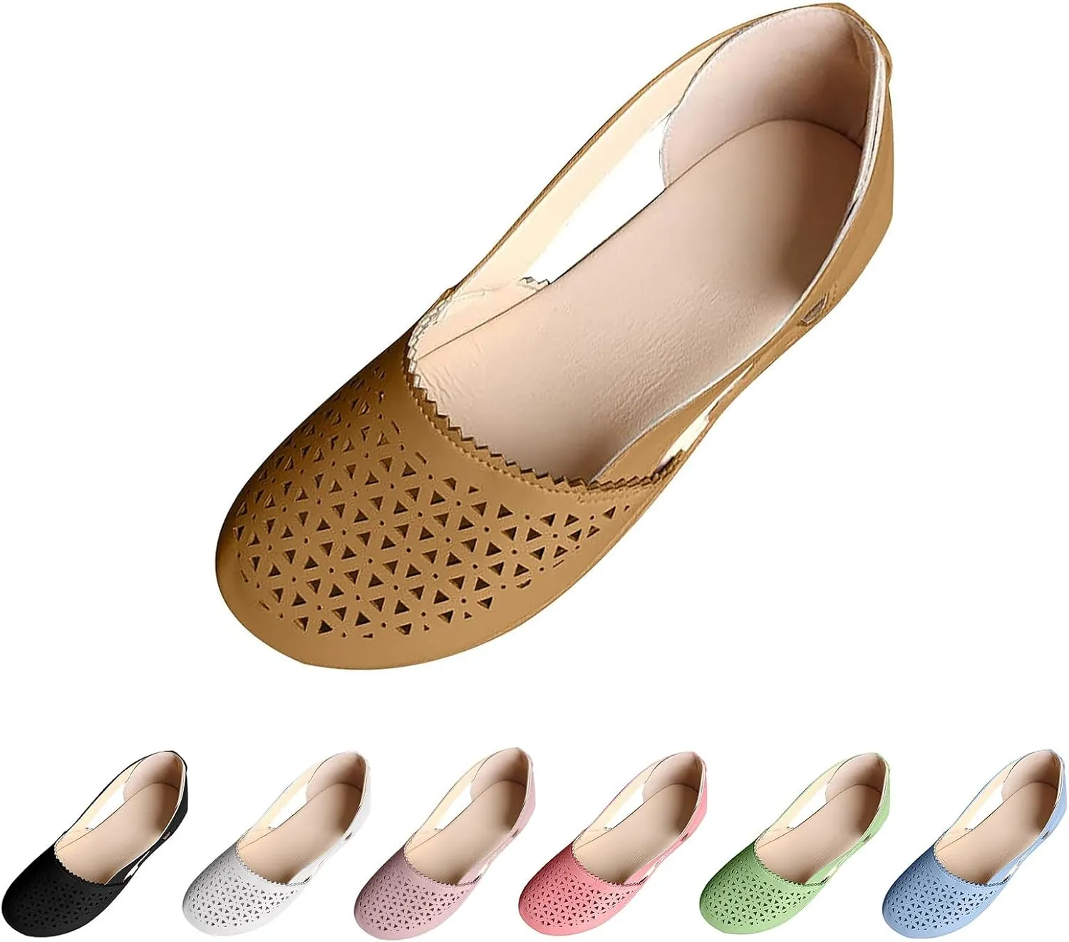 Womens Orthopedic Slip-On Loafers Breathable Hollow Out Wedge Sandals Fashion Open Back Flats Walking Shoes Comfortable Orthotic Shoes for Foot and Heel Pain Relief