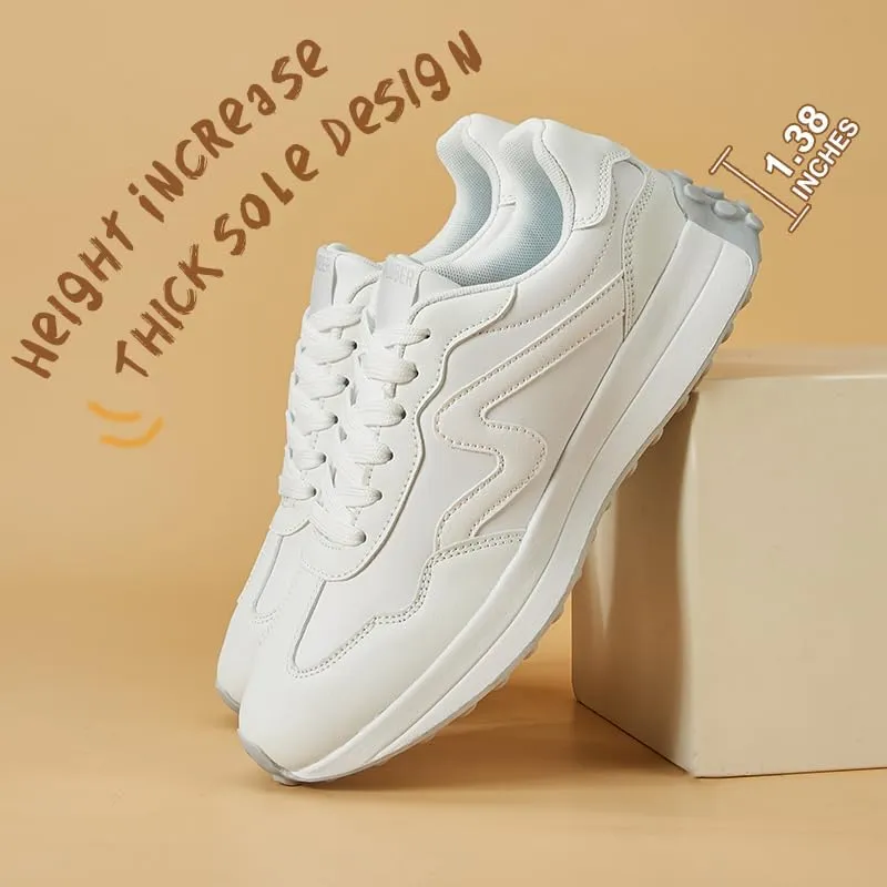 Women's Platform Retro Style Sneakers - Lace-up Classic Fashion Stylish Tennis Running Walking Shoes