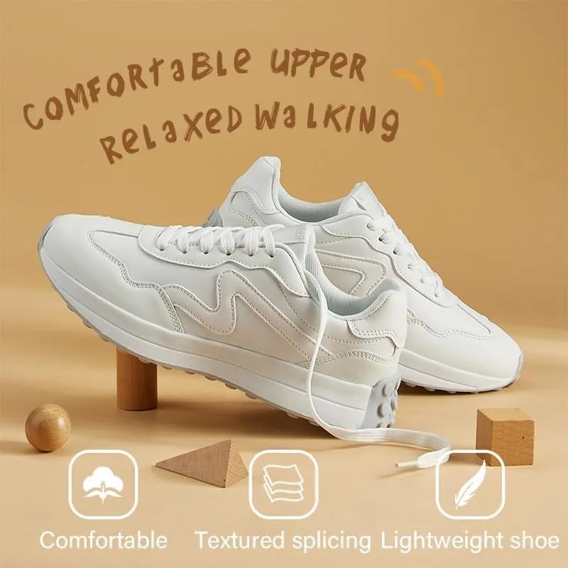 Women's Platform Retro Style Sneakers - Lace-up Classic Fashion Stylish Tennis Running Walking Shoes