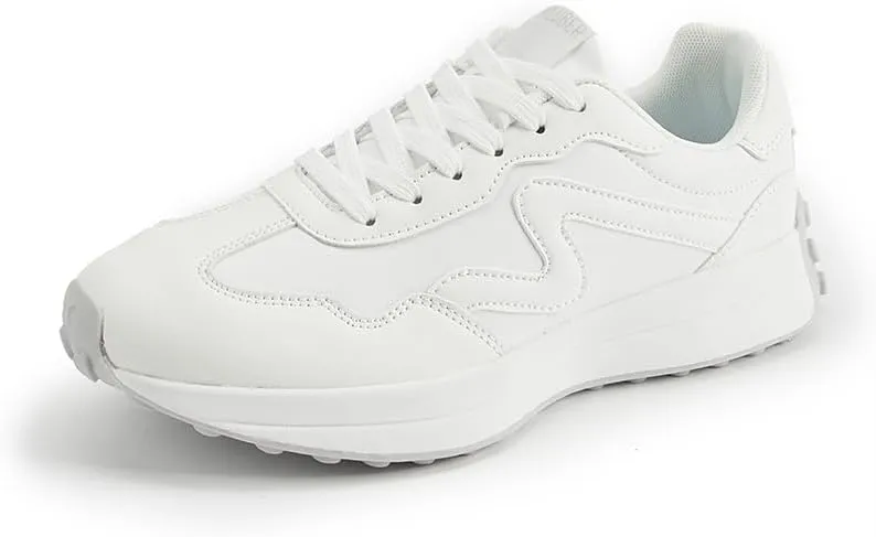 Women's Platform Retro Style Sneakers - Lace-up Classic Fashion Stylish Tennis Running Walking Shoes