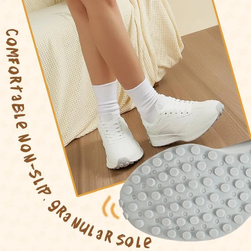 Women's Platform Retro Style Sneakers - Lace-up Classic Fashion Stylish Tennis Running Walking Shoes
