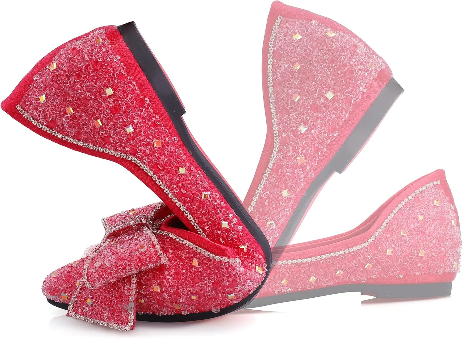 Women's Pointed Rhinestone Flat Shoes Glitter Flowers Wedding Comfortable Dress Shoes