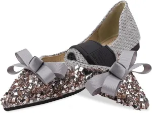 Women's Pointed Rhinestone Flat Shoes Glitter Flowers Wedding Comfortable Dress Shoes