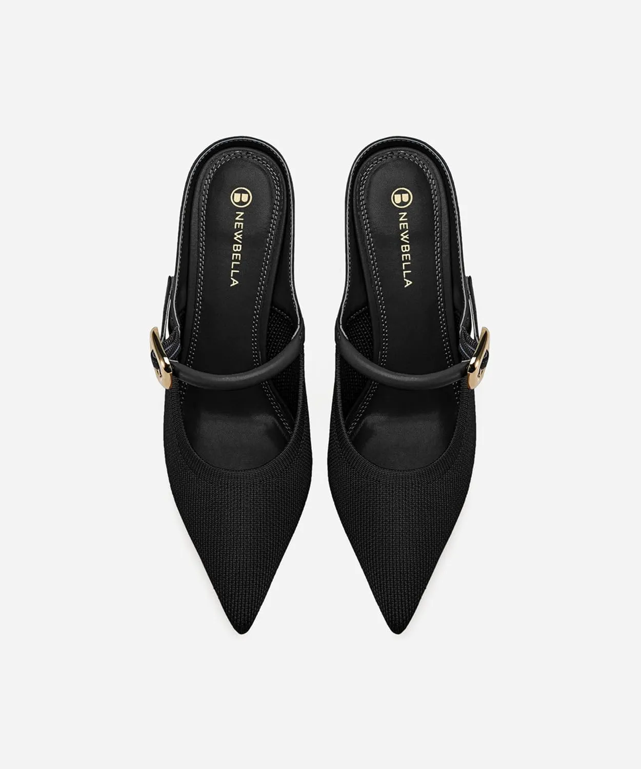 Women's Pointed Toe Heeled Mules, Knit Sandals, Slip-On Shoes