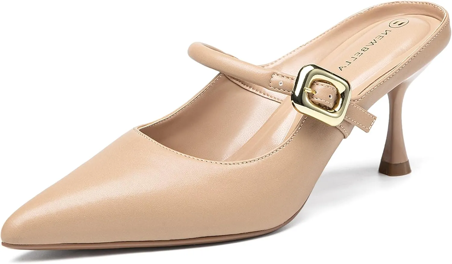 Women's Pointed Toe Heeled Mules, Knit Sandals, Slip-On Shoes