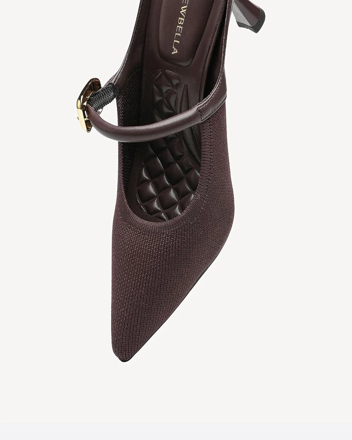 Women's Pointed Toe Heeled Mules, Knit Sandals, Slip-On Shoes