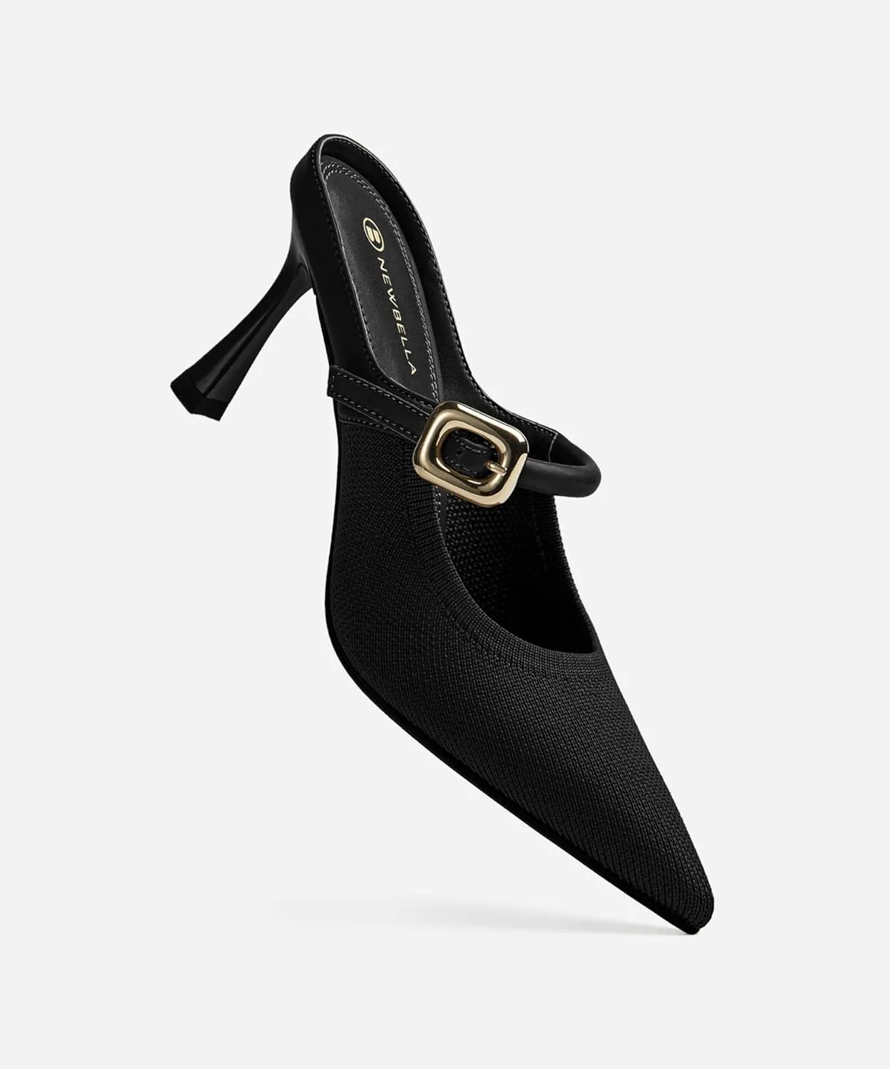 Women's Pointed Toe Heeled Mules, Knit Sandals, Slip-On Shoes