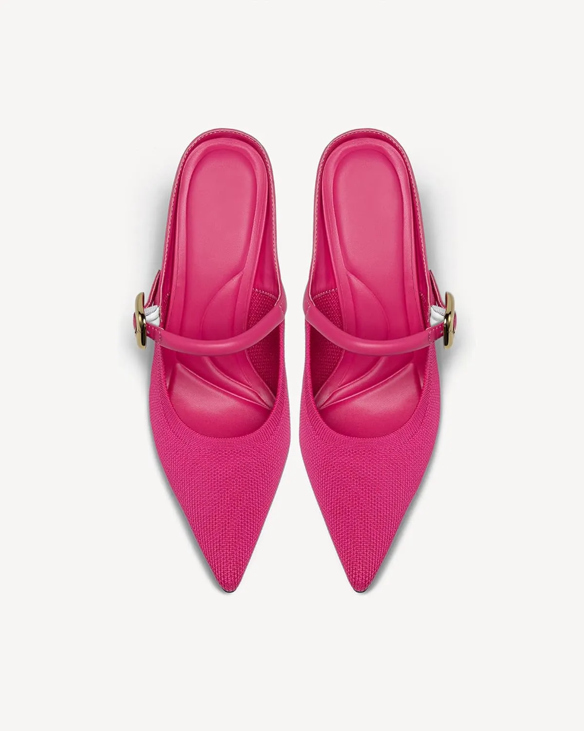 Women's Pointed Toe Heeled Mules, Knit Sandals, Slip-On Shoes
