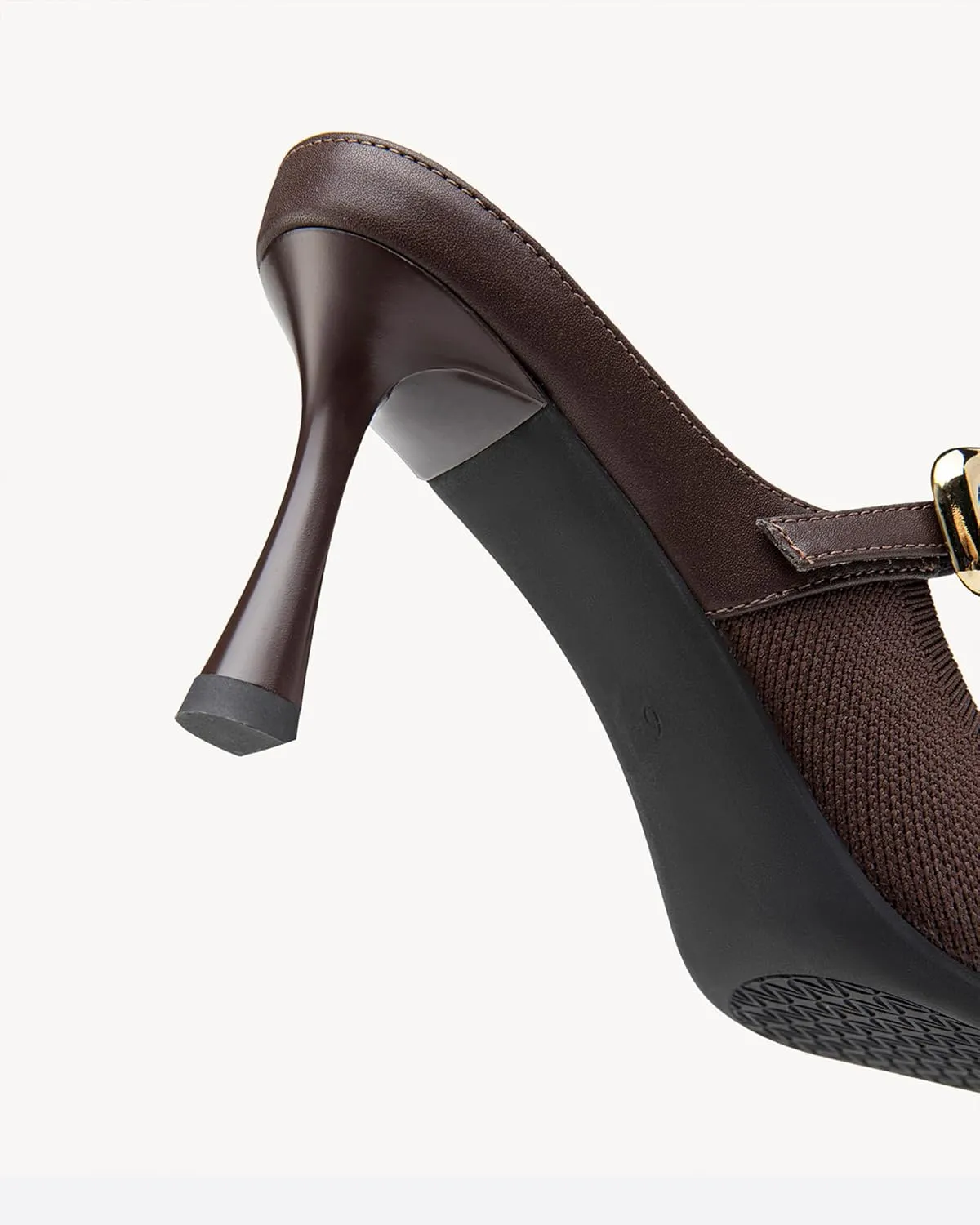 Women's Pointed Toe Heeled Mules, Knit Sandals, Slip-On Shoes