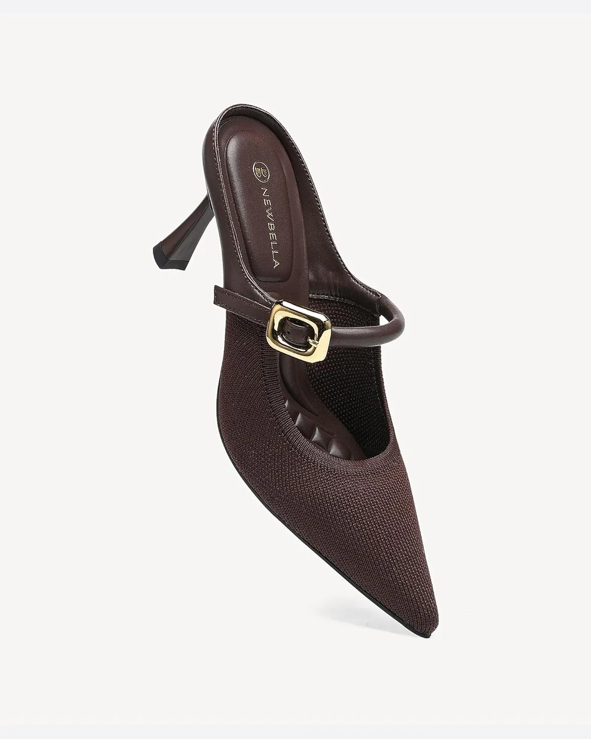 Women's Pointed Toe Heeled Mules, Knit Sandals, Slip-On Shoes