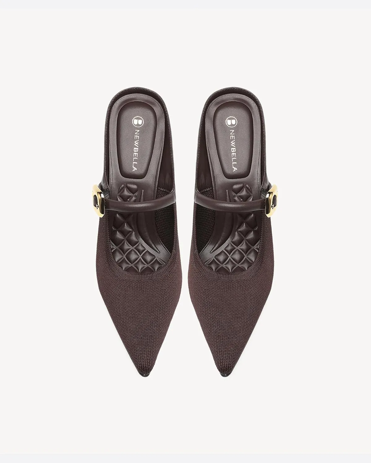Women's Pointed Toe Heeled Mules, Knit Sandals, Slip-On Shoes