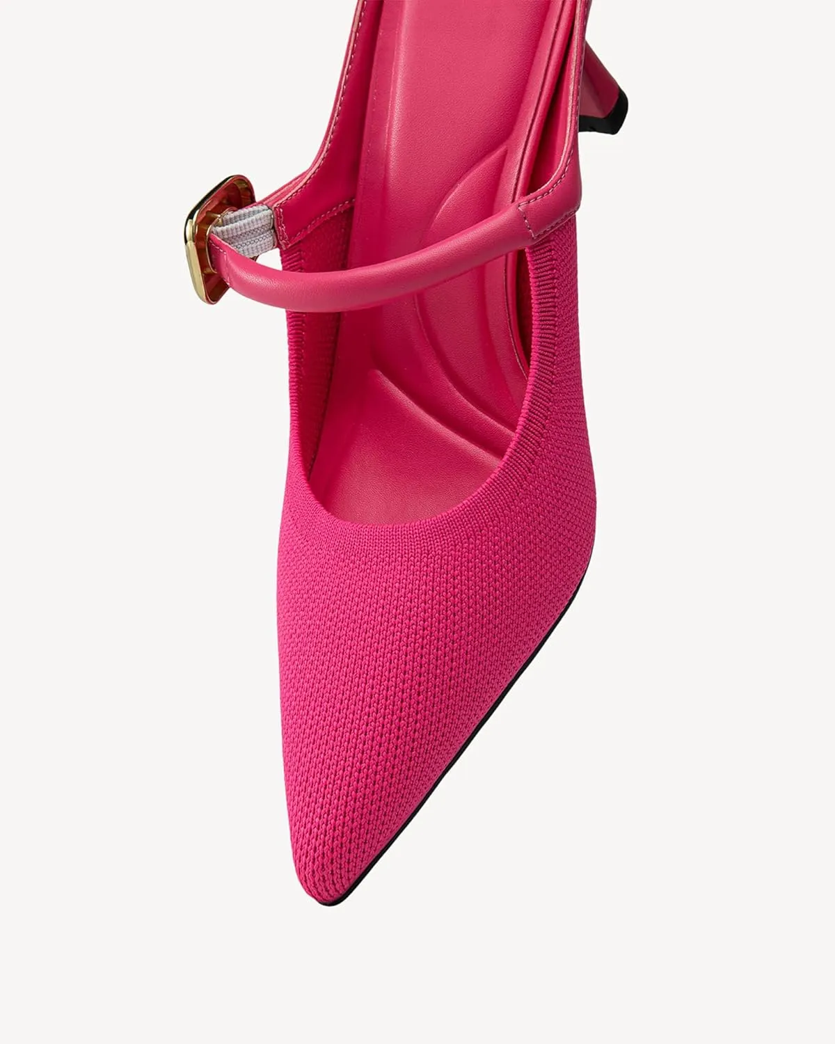 Women's Pointed Toe Heeled Mules, Knit Sandals, Slip-On Shoes