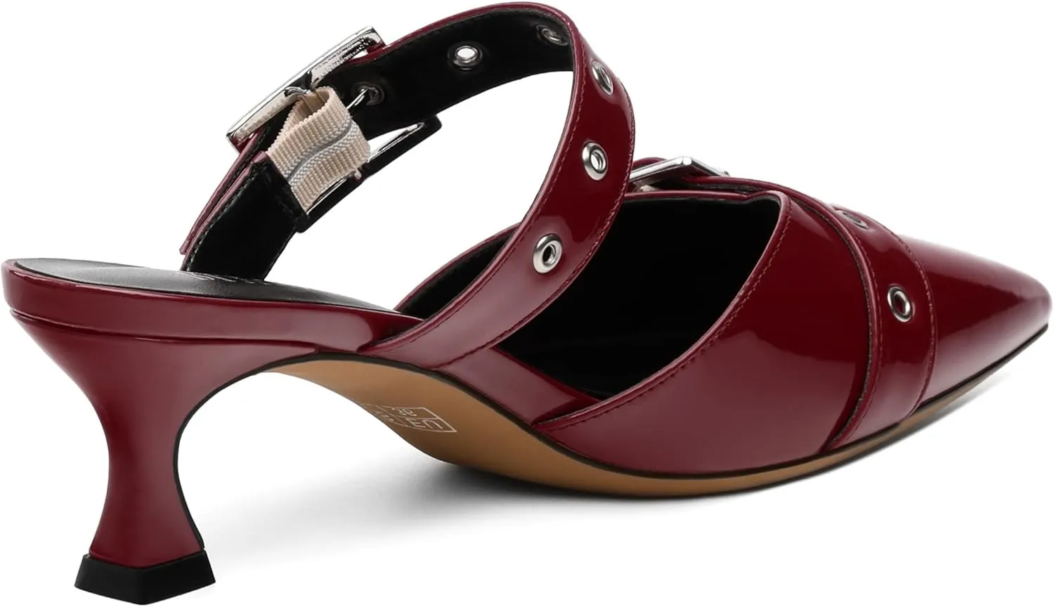 Women's Pumps, Pointed Toe Low Heel Mules for Women, Backstrap Buckle Fashion Solid Women's Mule Pumps for Daily Working Party