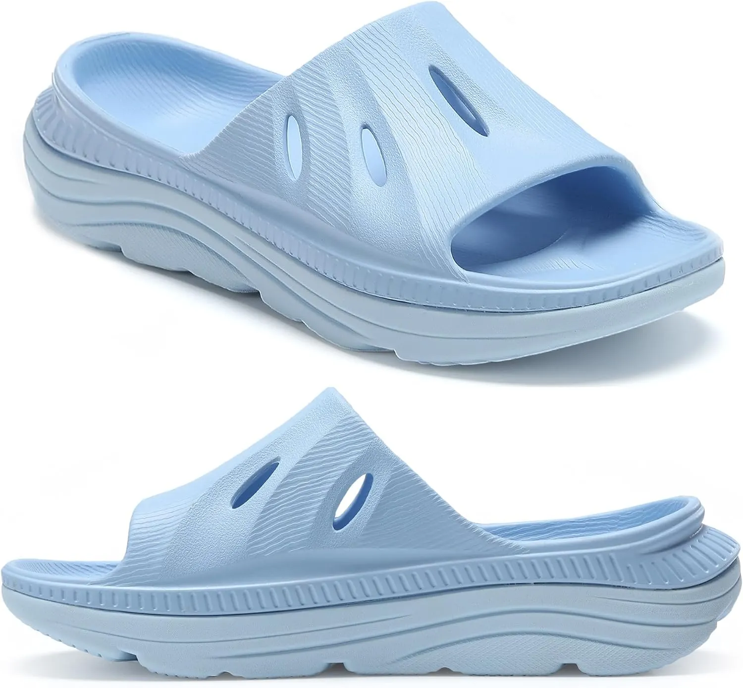Womens Recovery Sandals Slides for Mens Plantar Fasciitis Sport for Sandals Comfortable Orthotic Athletic Arch Support Slides, Lightweight Cloud Slippers Thick Cushion Open Toe