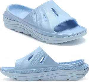 Womens Recovery Sandals Slides for Mens Plantar Fasciitis Sport for Sandals Comfortable Orthotic Athletic Arch Support Slides, Lightweight Cloud Slippers Thick Cushion Open Toe