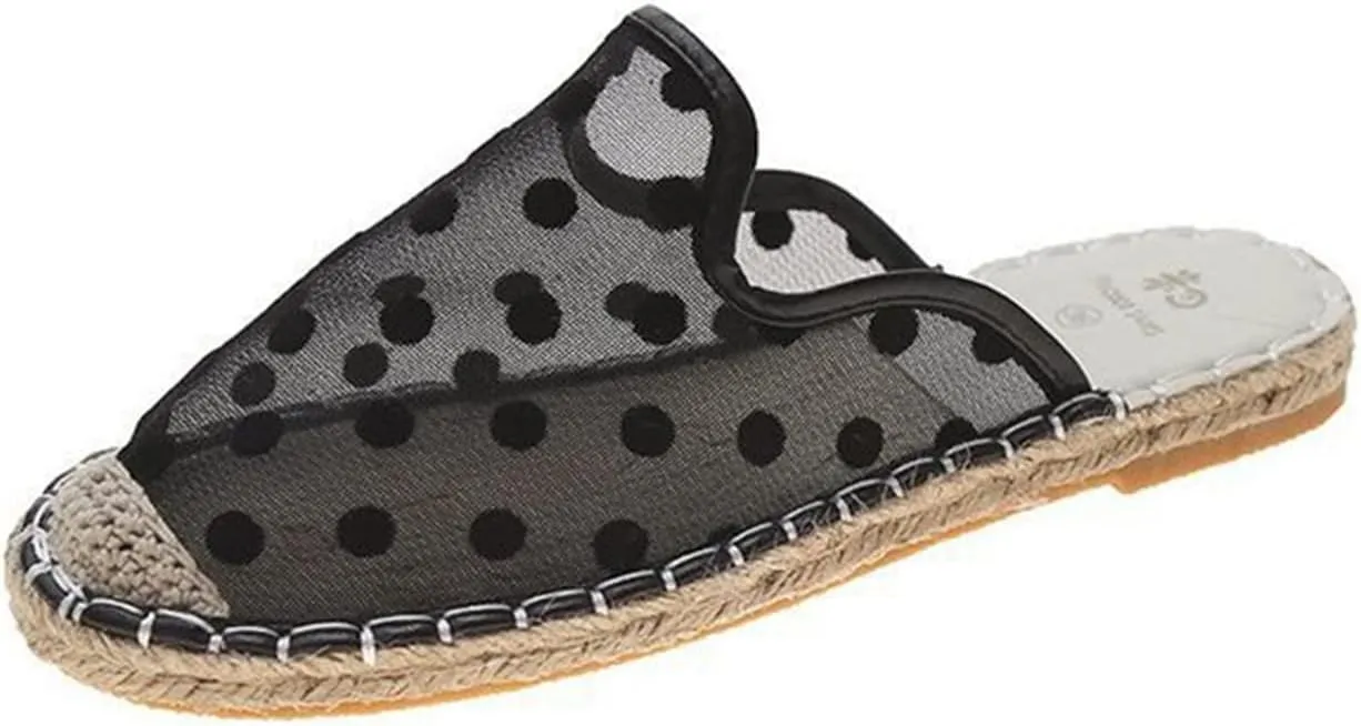 Women's Rope Flat Fashion Casual Large Mesh Polka Dot Sandals High Heel Slides and for Women Sandals Comfortable