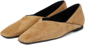 Women's Suede Ballet Flats Square Toe Slip-on Mary Jane Flat Shoes Casual Comfort Everyday Mules