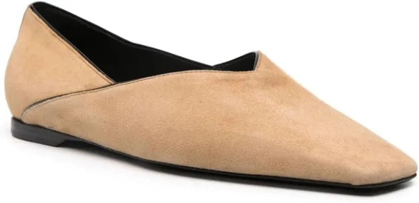 Women's Suede Ballet Flats Square Toe Slip-on Mary Jane Flat Shoes Casual Comfort Everyday Mules