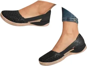 Women's Summer 2025 Orthopedic Fisherman Sandals - Black Mesh Wedge Slip-Ons with Arch Support