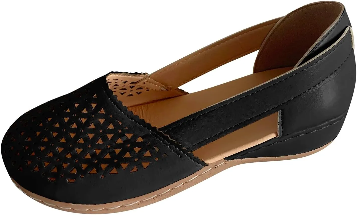 Women's Summer 2025 Orthopedic Fisherman Sandals - Black Mesh Wedge Slip-Ons with Arch Support