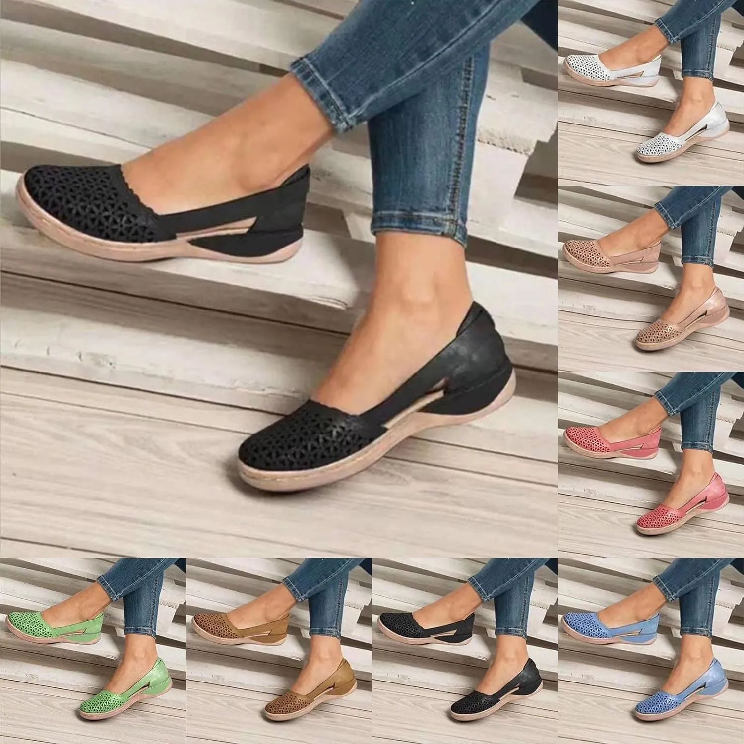 Women's Summer 2025 Orthopedic Fisherman Sandals - Black Mesh Wedge Slip-Ons with Arch Support