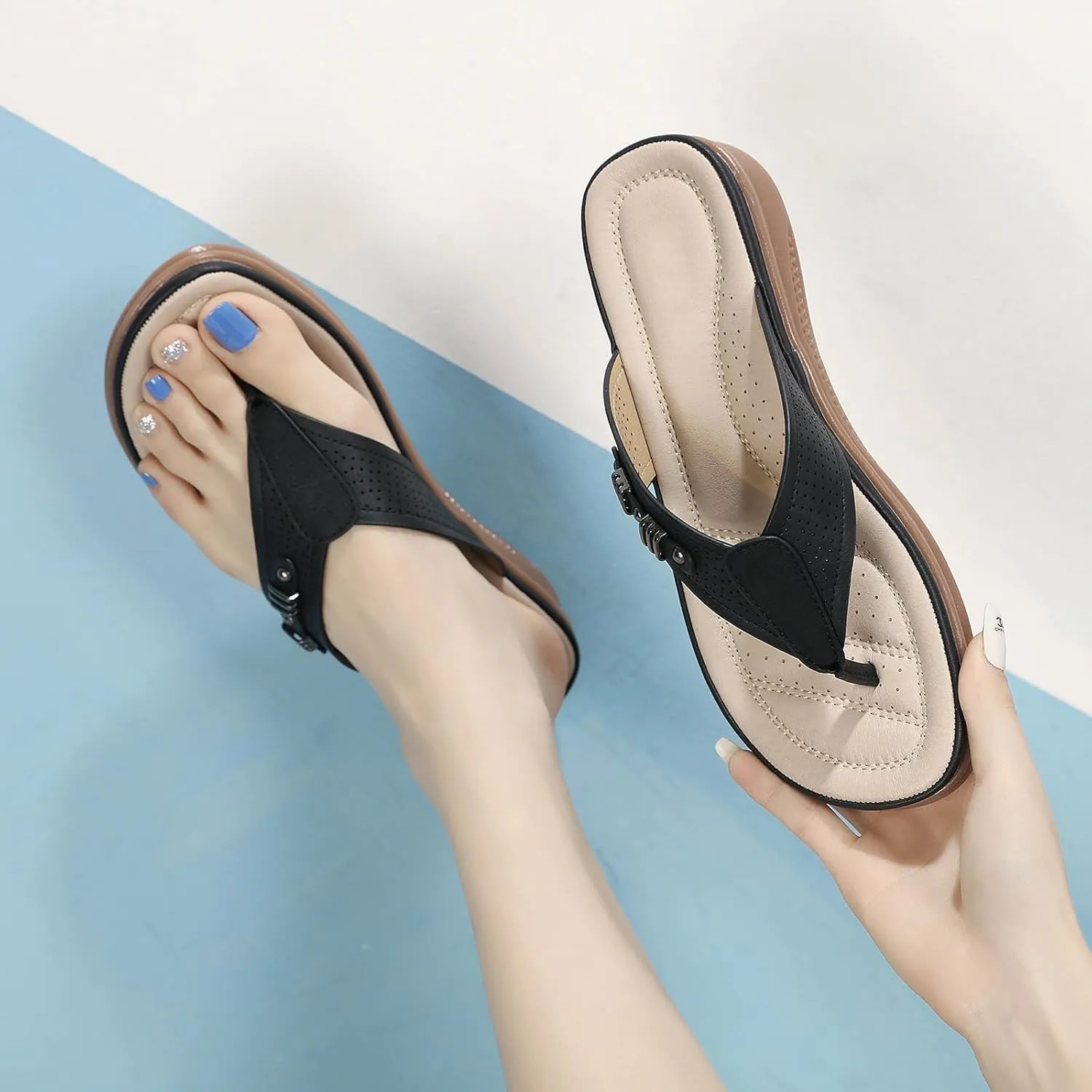 Women's Summer European And Fashion Flip Flops Casual Comfortable Sandals Lightweight Retro Animal Print Sandals Women