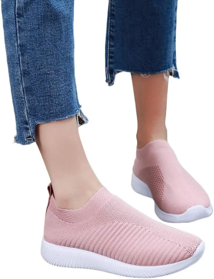 Women's Walking Shoes Cushion Comfortable Breeze Shoes Tennis Shoes Womens Boots Casual Work Shoes Platform Sneakers Slip On Tennis Shoe White Loafers