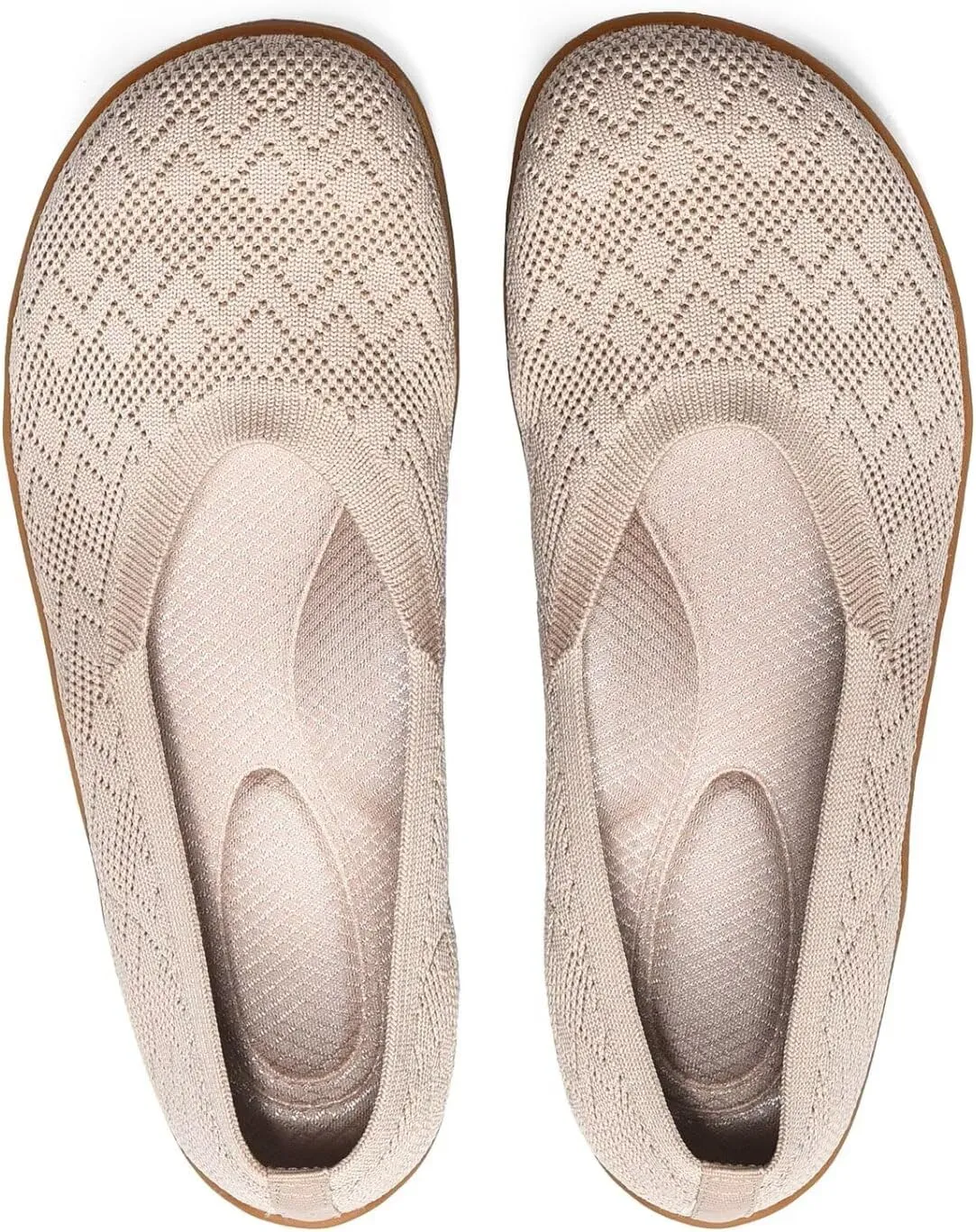 Women's Wide Toe Box Flats Shoes Knit Ballet Flat Slip-on Dress Walking Comfort Shoes